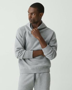 Men Loungewear Relaxed Hoodie In Light Bilen Theory Melange Grey - 1