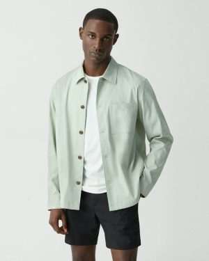 Men Overshirt In Good Linen Shirts Light Greenstone Theory - 1