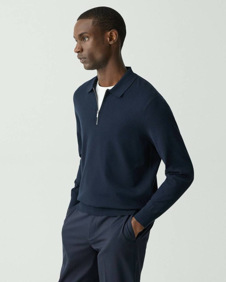 Men Quarter-Zip Polo Sweater In Light Bilen Loungewear Baltic Theory - 2
