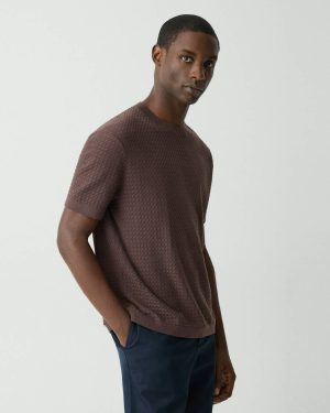 Men Shirts Damian Short-Sleeve Tee In Cotton Theory Dark Mocha - 1