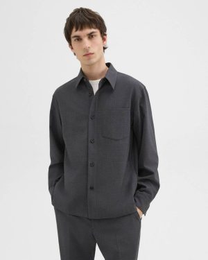 Men Shirts Overshirt In Wool-Blend Twill Pestle Melange Theory - 1