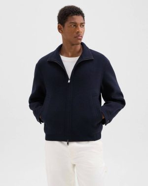 Men Straight Jacket In Double-Face Wool-Cashmere Outerwear Theory Baltic - 1