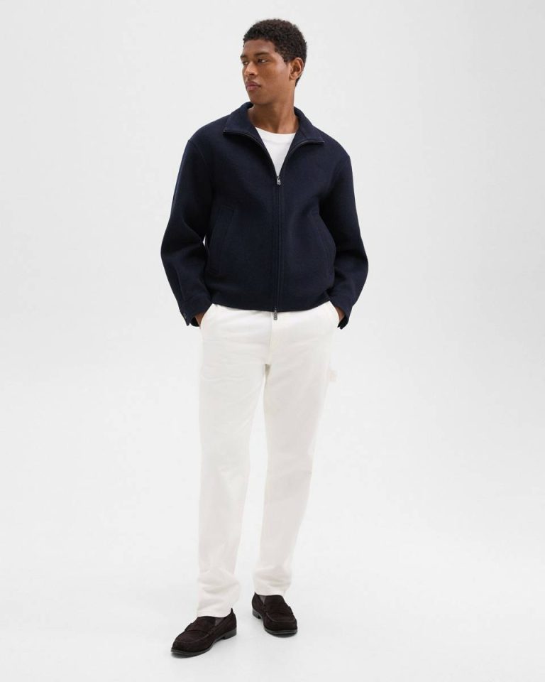 Men Straight Jacket In Double-Face Wool-Cashmere Outerwear Theory Baltic - 5