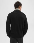 Men Sweaters + Cardigans Black Ribbed Zip-Up Cardigan In Merino Wool Theory - 3