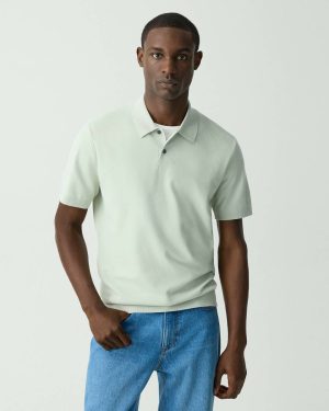 Men Sweaters + Cardigans Goris Polo Shirt In Light Bilen Light Greenstone Theory - 1
