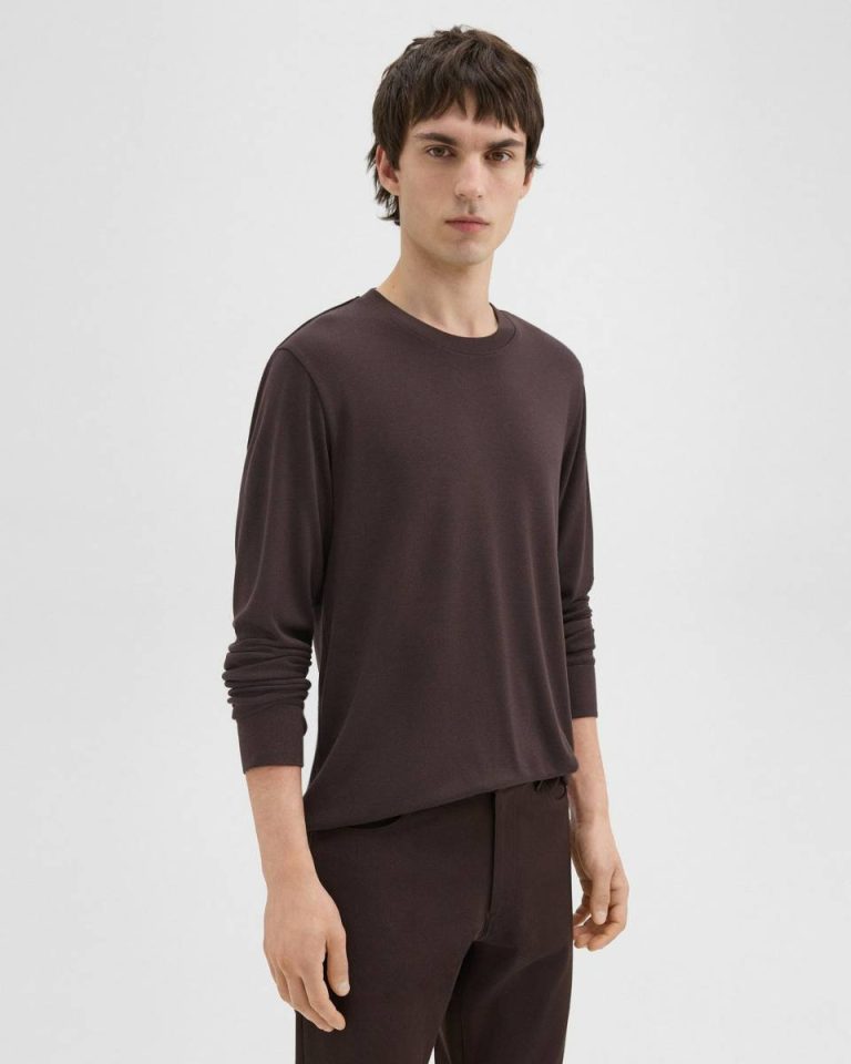 Men T-Shirts + Polos Essential Long-Sleeve Tee In Anemone Modal Jersey Hickory Theory - 2