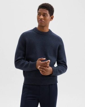 Men Theory Baltic Melange Crewneck Sweater In Wool-Cashmere Sweaters + Cardigans - 1