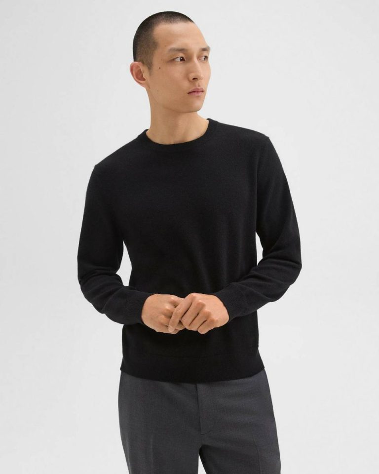 Men Theory Black Hilles Crewneck Sweater In Cashmere Sweaters + Cardigans - 2