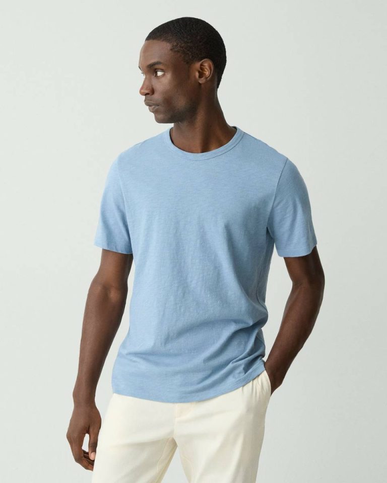 Men Theory Essential Tee In Cosmos Slub Cotton Rainstorm T-Shirts + Polos - 2