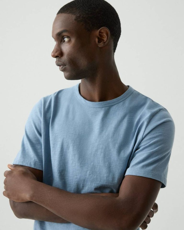 Men Theory Essential Tee In Cosmos Slub Cotton Rainstorm T-Shirts + Polos - 4