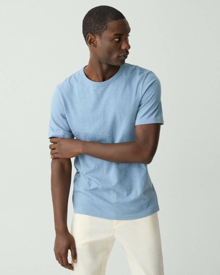 Men Theory Essential Tee In Cosmos Slub Cotton Rainstorm T-Shirts + Polos - 1