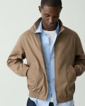 Men Theory Outerwear Stand Collar Jacket In Cotton-Blend Twill Walnut - 4