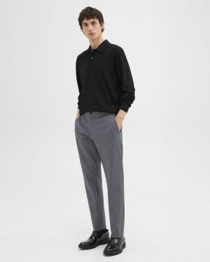 Men Theory Pants Grey Melange Zaine Pant In Herringbone Precision Ponte - 1