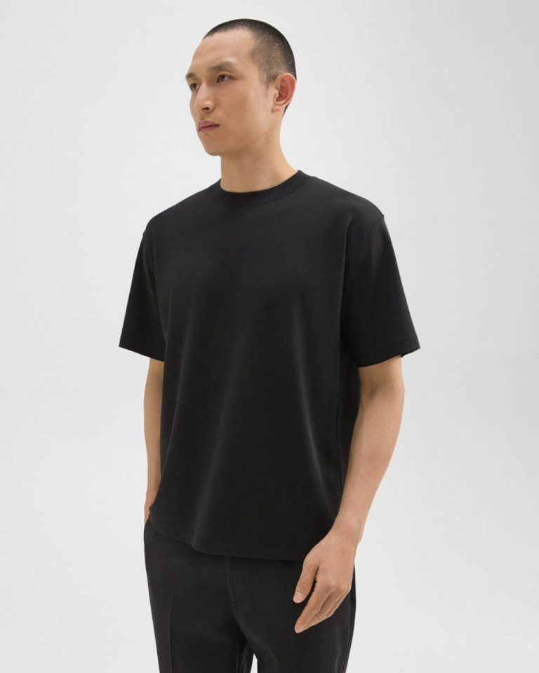 Men Theory Relaxed Tee In Cotton Jersey Loungewear Black - 2