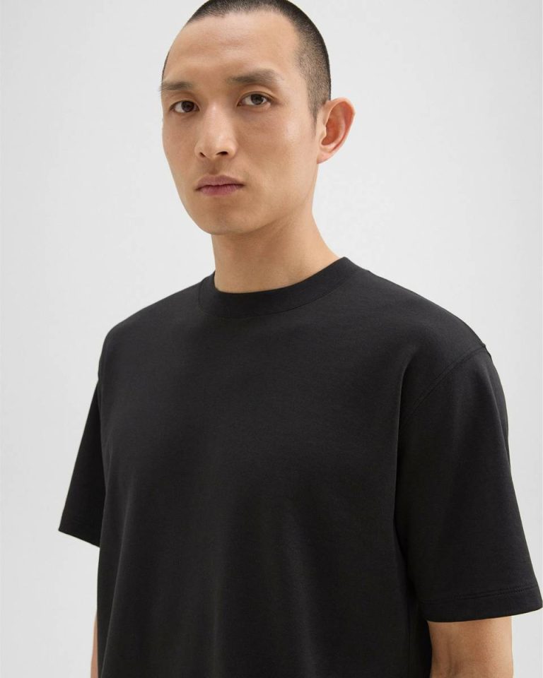 Men Theory Relaxed Tee In Cotton Jersey Loungewear Black - 4
