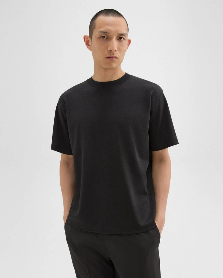 Men Theory Relaxed Tee In Cotton Jersey Loungewear Black - 1