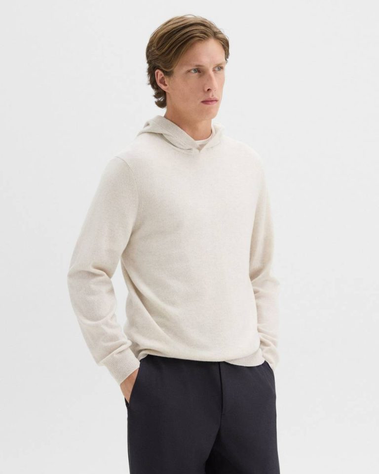 Men Theory Sweaters + Cardigans Natural Melange Hilles Hoodie In Cashmere - 1