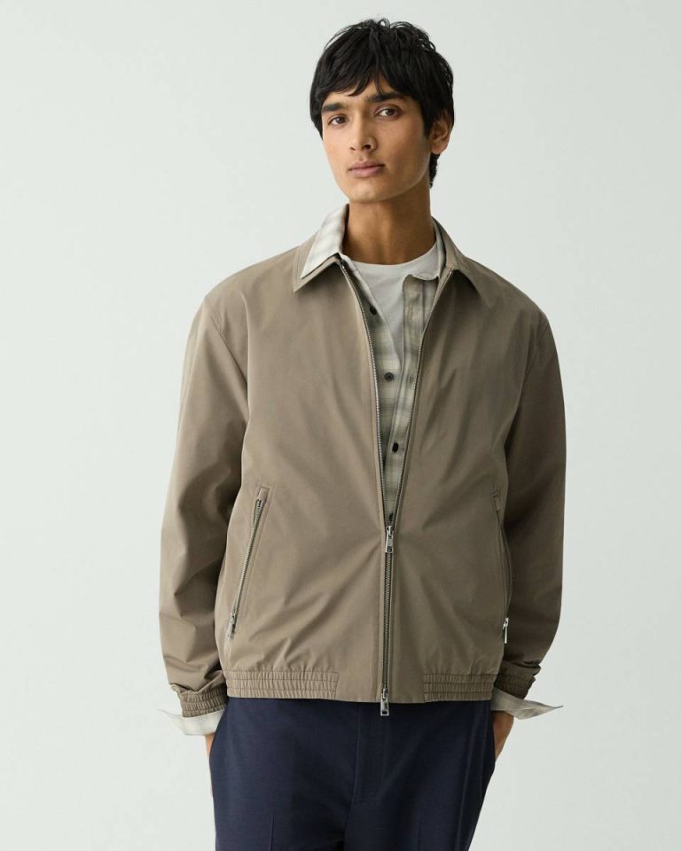 Men Theory Walnut Blouson Zip Jacket In Foundation Twill Outerwear - 2