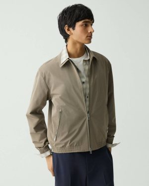 Men Theory Walnut Blouson Zip Jacket In Foundation Twill Outerwear - 1