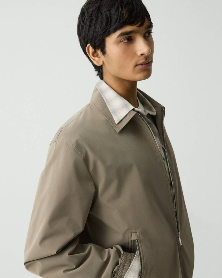 Men Theory Walnut Blouson Zip Jacket In Foundation Twill Outerwear - 4