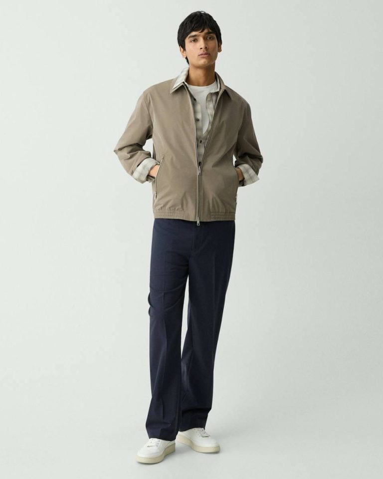 Men Theory Walnut Blouson Zip Jacket In Foundation Twill Outerwear - 5