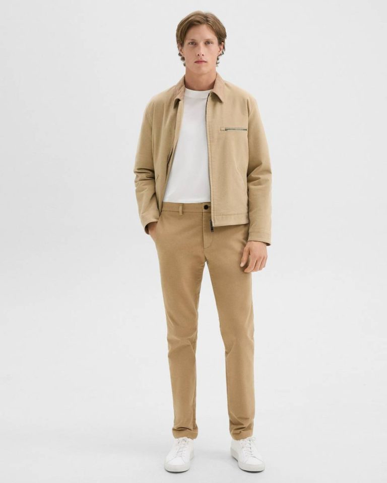 Men Theory Workwear Jacket In Moleskin Twill New Camel Outerwear - 5