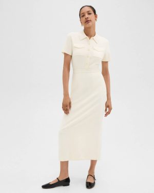Military Midi Dress In Admiral Crepe Theory Women Dresses Rice - 1