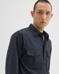 Navy Blazers + Jackets Theory Men Garvin Shirt Jacket In Stretch Wool - 4