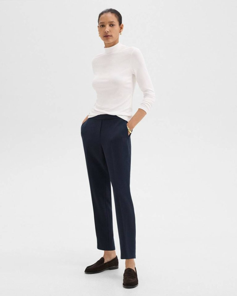 Nocturne Navy Pants Treeca Pull-On Pant In Admiral Crepe Theory Women - 2