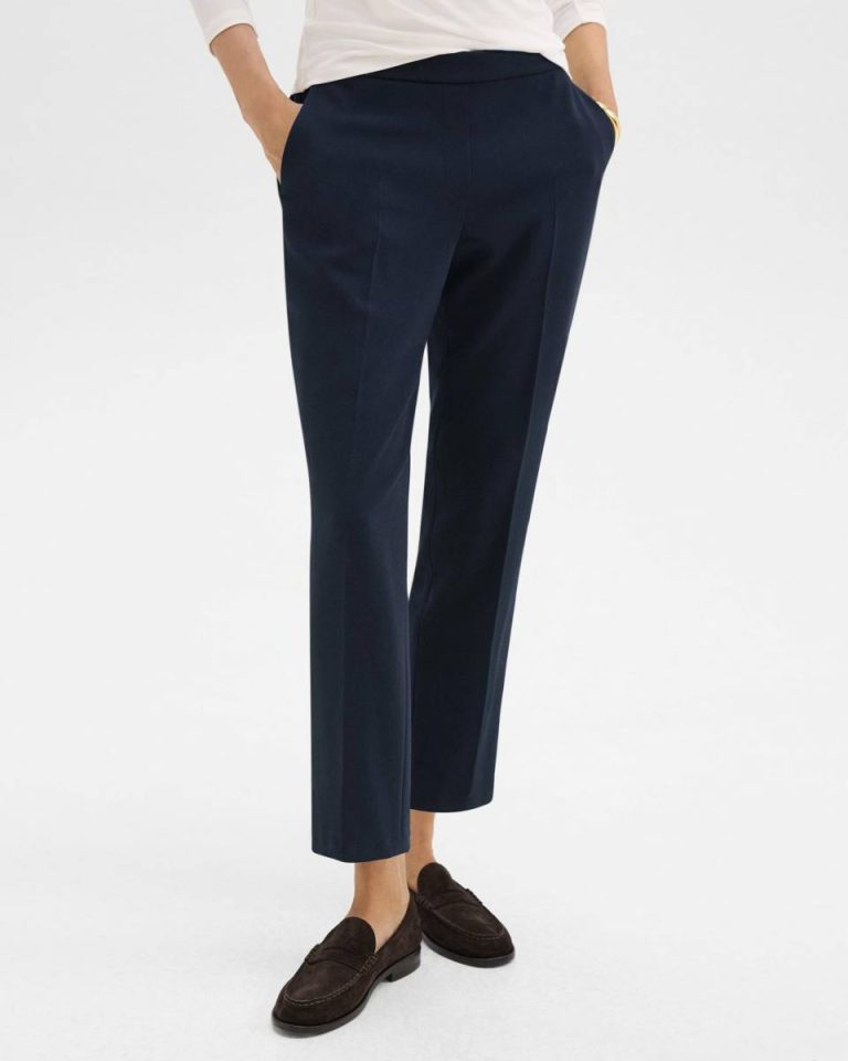 Nocturne Navy Pants Treeca Pull-On Pant In Admiral Crepe Theory Women - 4