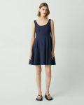 Nocturne Navy Theory Dresses Women Sleeveless Fit-And-Flare Dress In Sleek Poplin - 1