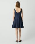 Nocturne Navy Theory Dresses Women Sleeveless Fit-And-Flare Dress In Sleek Poplin - 3