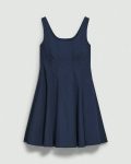 Nocturne Navy Theory Dresses Women Sleeveless Fit-And-Flare Dress In Sleek Poplin - 5