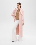 Outerwear Women New Blush Double-Breasted Overcoat In Double-Face Wool-Cashmere Theory - 1