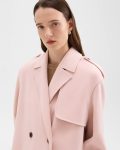 Outerwear Women New Blush Double-Breasted Overcoat In Double-Face Wool-Cashmere Theory - 4
