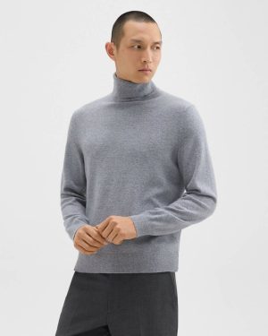 Pale Grey Melange Theory Sweaters + Cardigans Men Hilles Turtleneck Sweater In Cashmere - 1