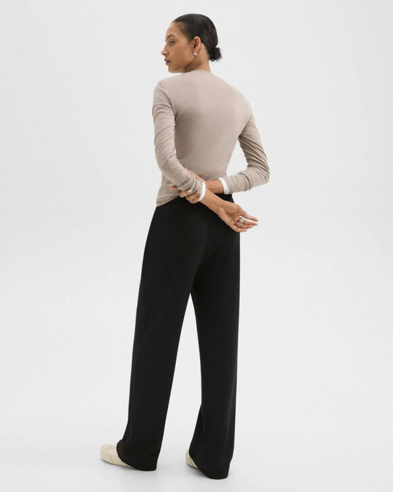 Pants Black Track Pant In Double-Knit Jersey Theory Women - 3