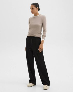 Pants Black Track Pant In Double-Knit Jersey Theory Women - 1