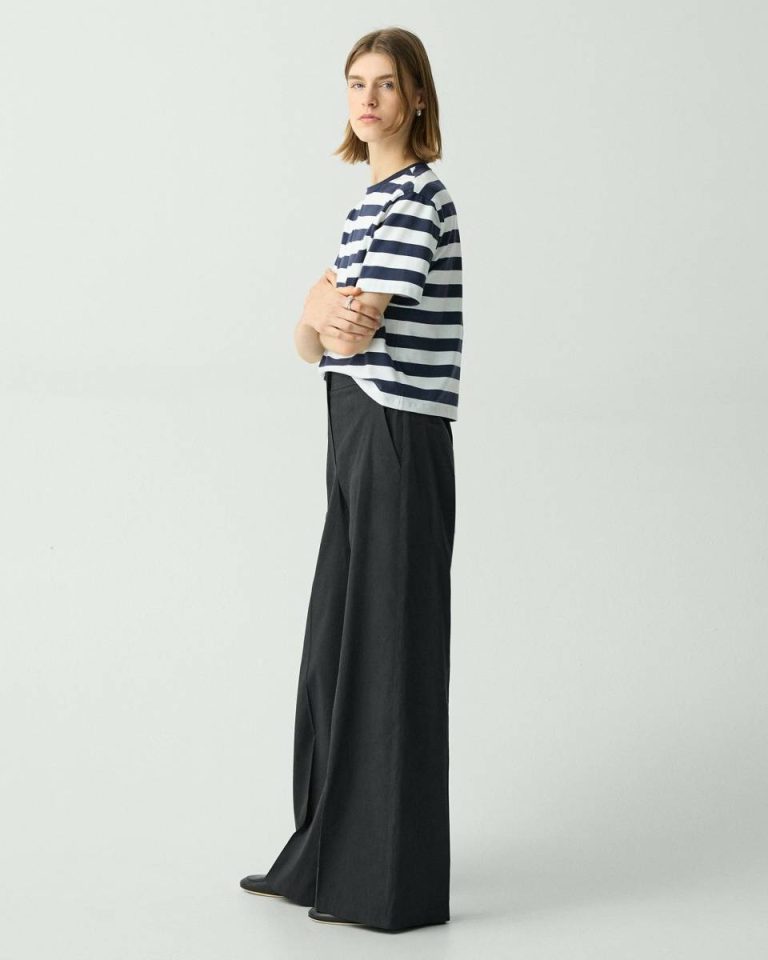 Pants Black Women Theory High-Waist Wide-Leg Pant In Good Linen - 2
