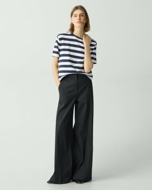 Pants Black Women Theory High-Waist Wide-Leg Pant In Good Linen - 1