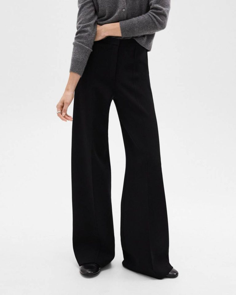 Pants High-Waist Wide-Leg Pant In Crepe Knit Black Theory Women - 4