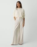 Pants High-Waist Wide-Leg Pant In Striped Canvas Sand Multi Theory Women - 1