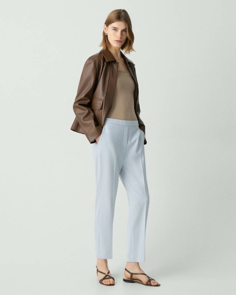 Pants Pearl Blue Treeca Pull-On Pant In Admiral Crepe Women Theory - 2