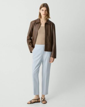 Pants Pearl Blue Treeca Pull-On Pant In Admiral Crepe Women Theory - 1