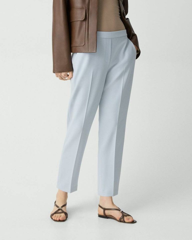 Pants Pearl Blue Treeca Pull-On Pant In Admiral Crepe Women Theory - 4