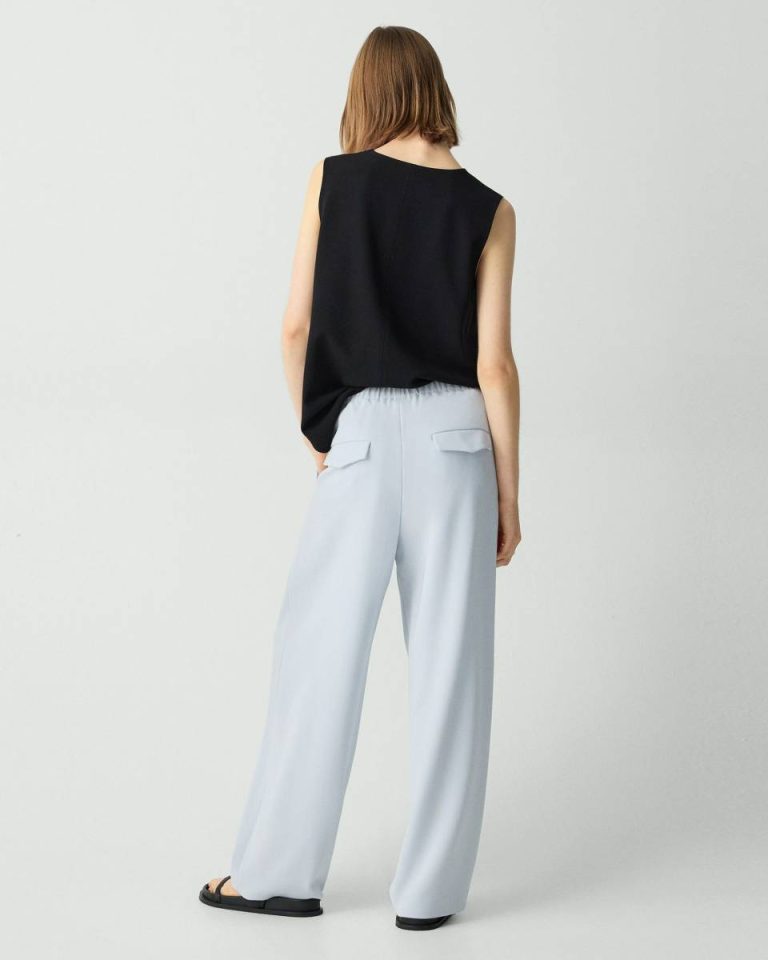 Pants Pleated Pull-On Pant In Admiral Crepe Women Theory Pearl Blue - 3