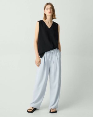 Pants Pleated Pull-On Pant In Admiral Crepe Women Theory Pearl Blue - 1