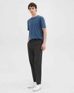 Pants Theory Larin Drawstring Pant In Stretch Wool Dark Charcoal Men - 1