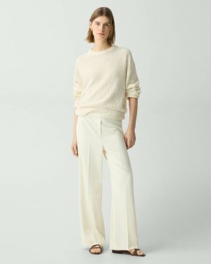 Pants Wide-Leg Pull-On Pant In Admiral Crepe Theory Rice Women - 1