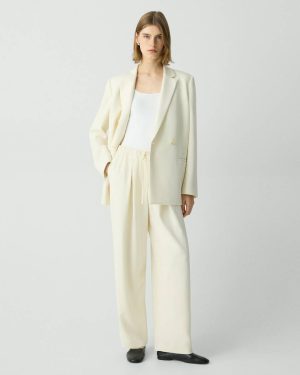 Pants Women Rice Pleated Pull-On Pant In Admiral Crepe Theory - 1